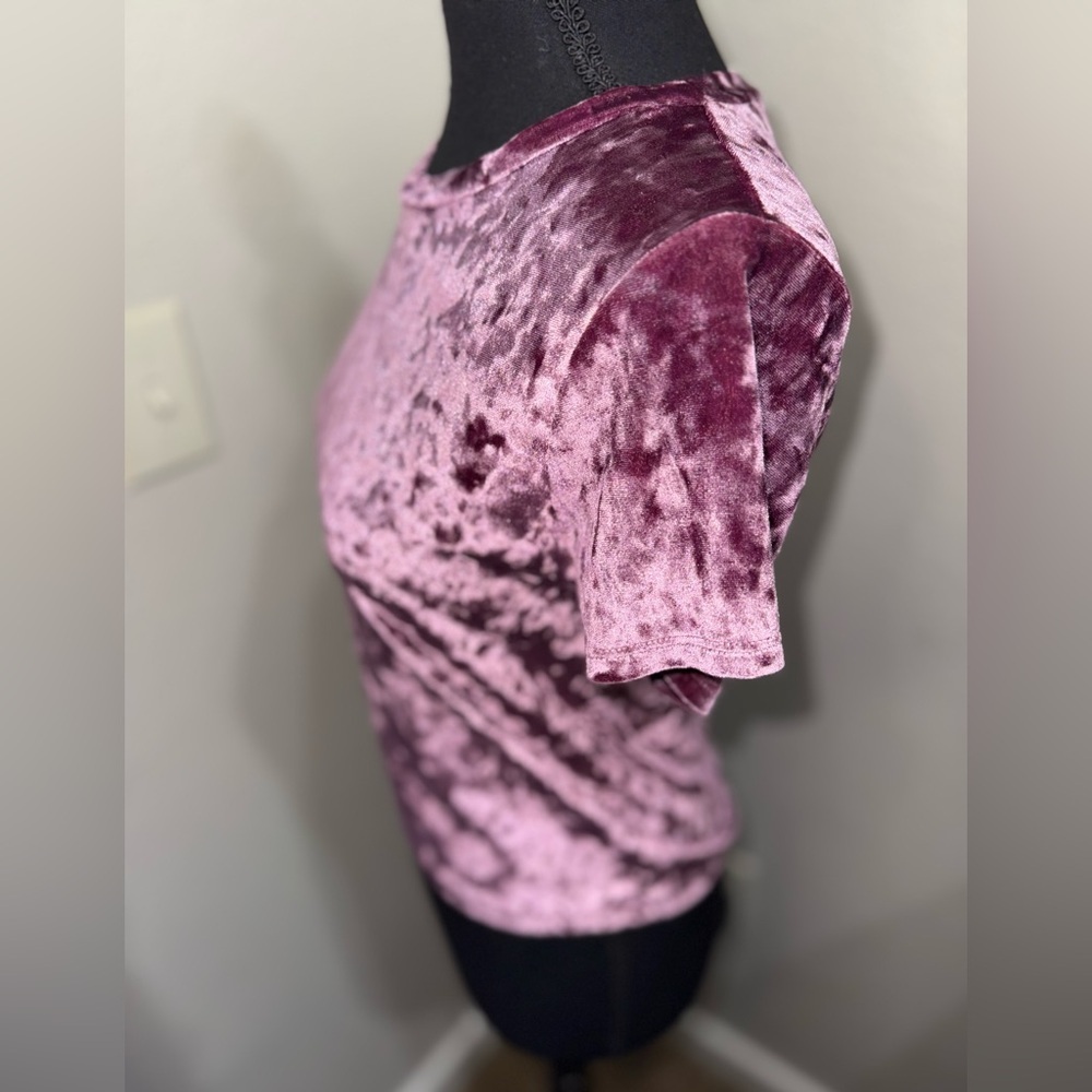 Ivy Main Purple Crushed Velvet Top Y2K Baby Tee Soft Grunge Boho- Small - Picture 5 of 7